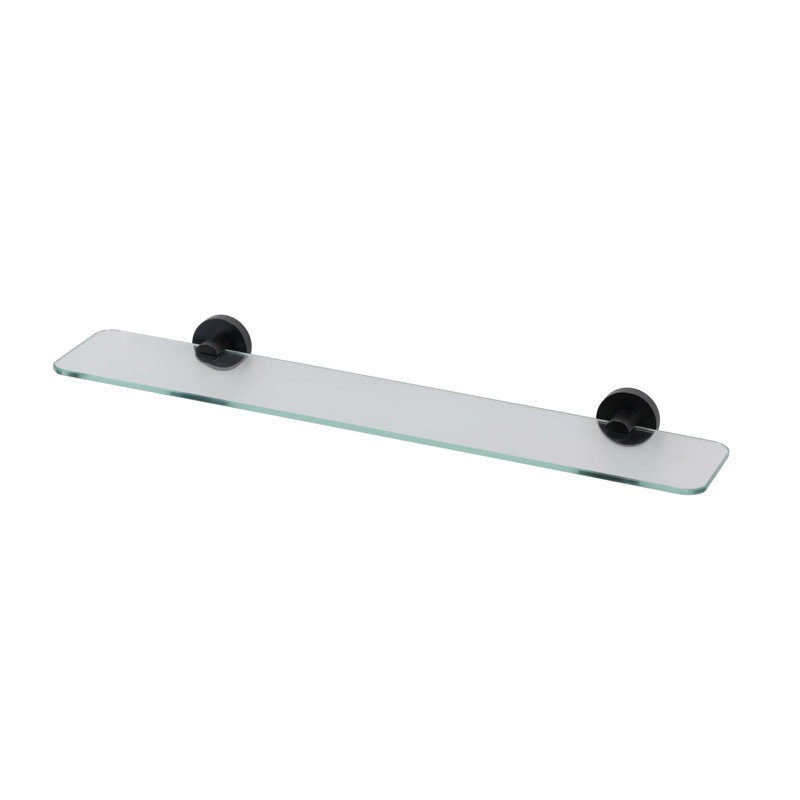Metra Wall Mounted Glass Shelf with Black Flexi-Fix Brackets 59cm