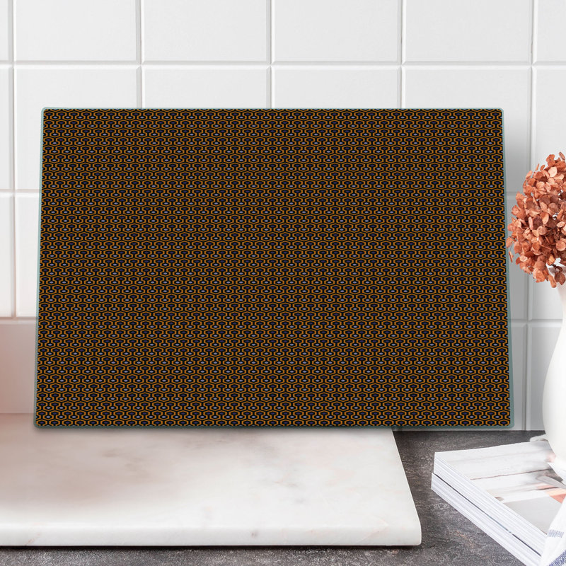 Ambesonne Abstract Cutting Board Large Size Honeycomb Design Hexagons Orange Charcoal Grey