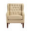 Fauteuil d'appoint à oreilles Russ, coussins en mousse, polyester beige touffeté-126034587