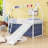 Twin Metal House Loft Bed With Slide And Ladder-1100496207