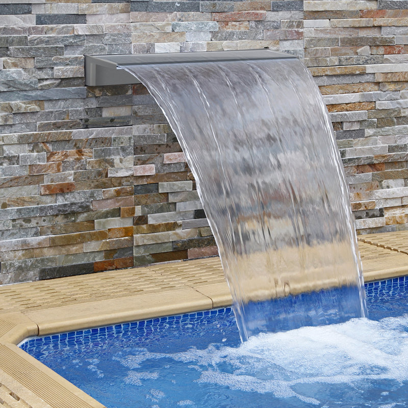 Acrylic Weather Resistant Pool Fountain with Light, 36" H x 3" W x 4.7" D
