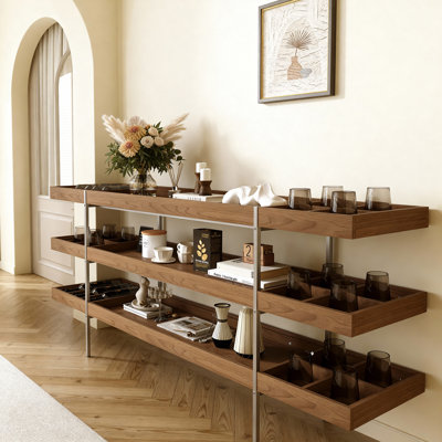 3 Tier Storage Rack Open Display Shelf with Stainless Steel Frame