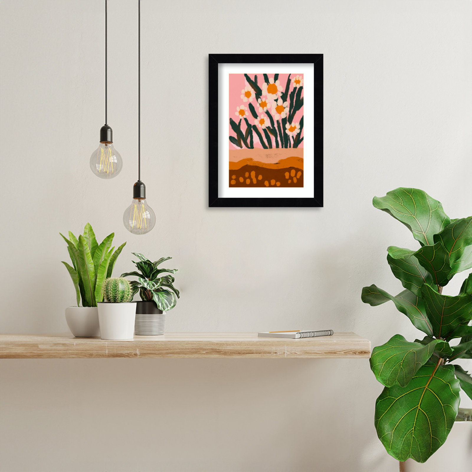 Galya "Pastel Flower Impression No 3" Print, 13" H x 10" W, Black