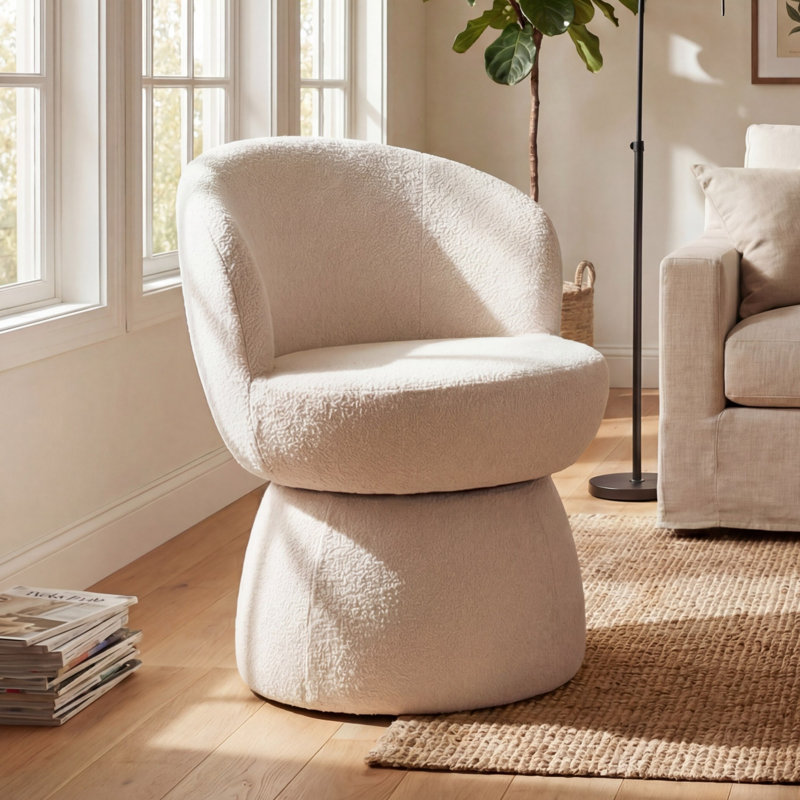 Fauteuil d'appoint rembourré Mid-Back, Mélange de polyester blanc