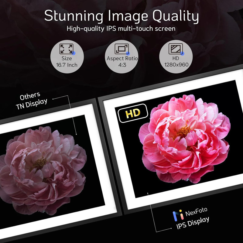 NexFoto WiFi Digital Photo Frame with 32GB Storage-Share Memories Easily, 16.2" W x 12.83" H