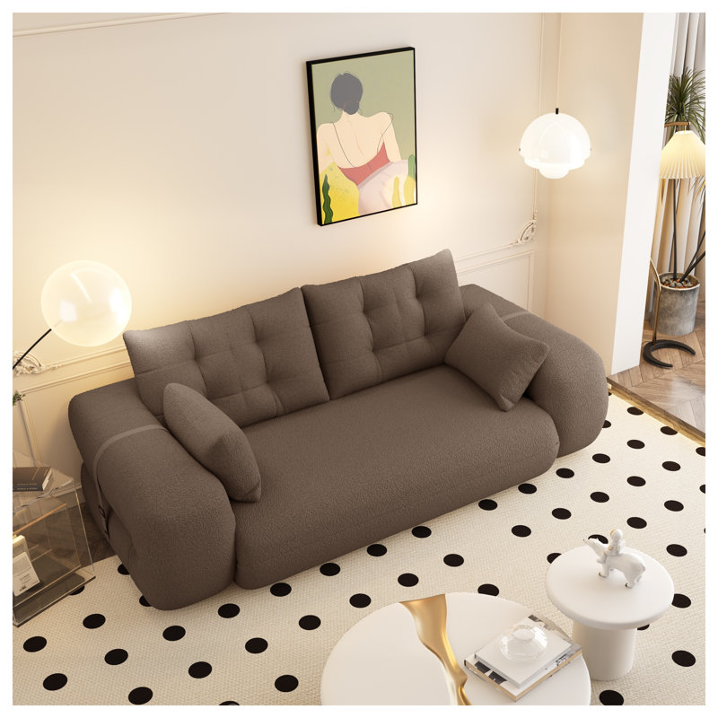 Canapé-lit convertible en tissu 78,7 po Teddy, Taupe