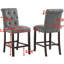 2 tabourets de comptoir gris. Bois massif avec sièges et dossiers confortables. Pieds en bois. Chaises à haut dossier légèrement incurvées. L 23 po x P 19 po x H 39,87 po. Largeur du siège 19 po, 25 po, profondeur 16,5 po. Assemblage requis. Tous-121115983