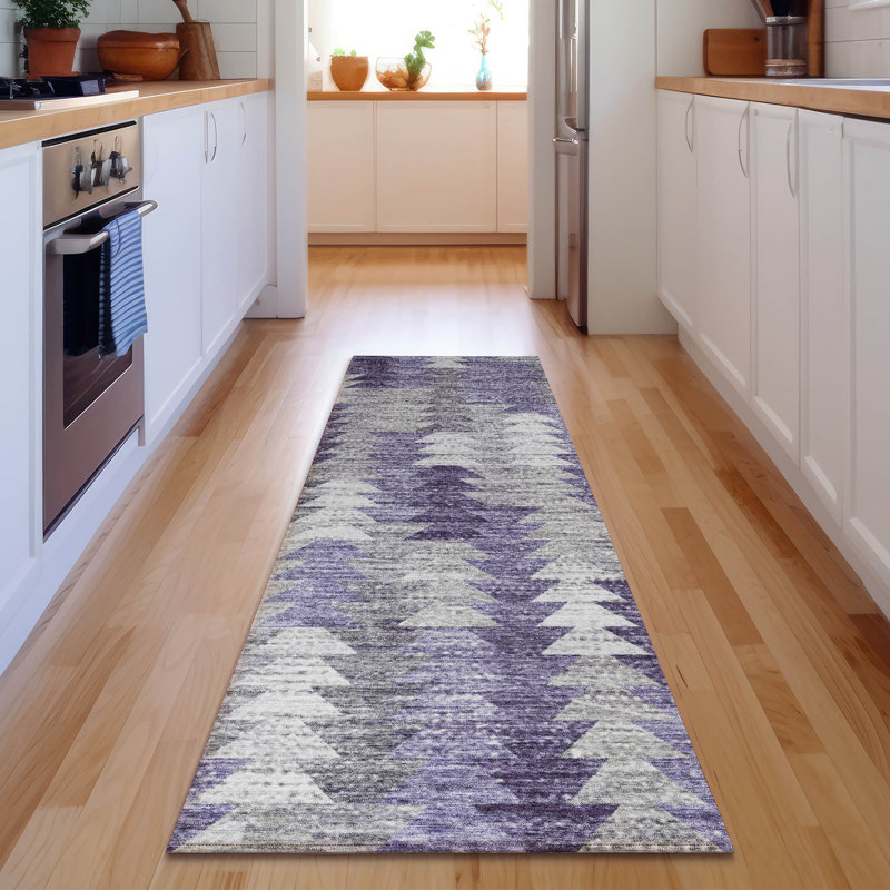 Premium Machine Washable Cerrito Purple Rug, Runner 2'3" x 7'6"