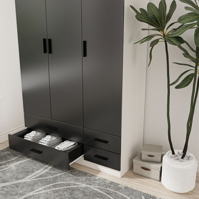 Retonia Manufactured Wood Wardrobe, White/Black