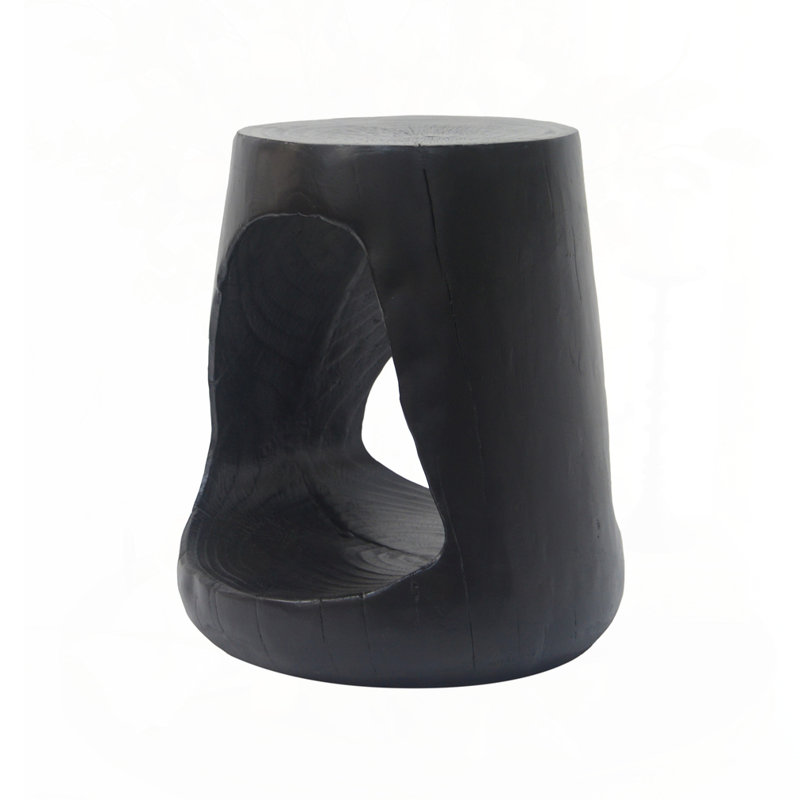 Wood-Like Texture MGO Hollow Side Table, Black