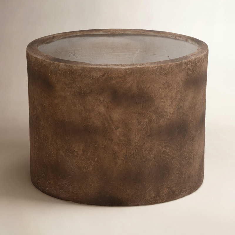 Resin & Magnesia Round Planter Durable Weather-Resistant Garden Pot with Textured Finish for Indoor & Outdoor Use