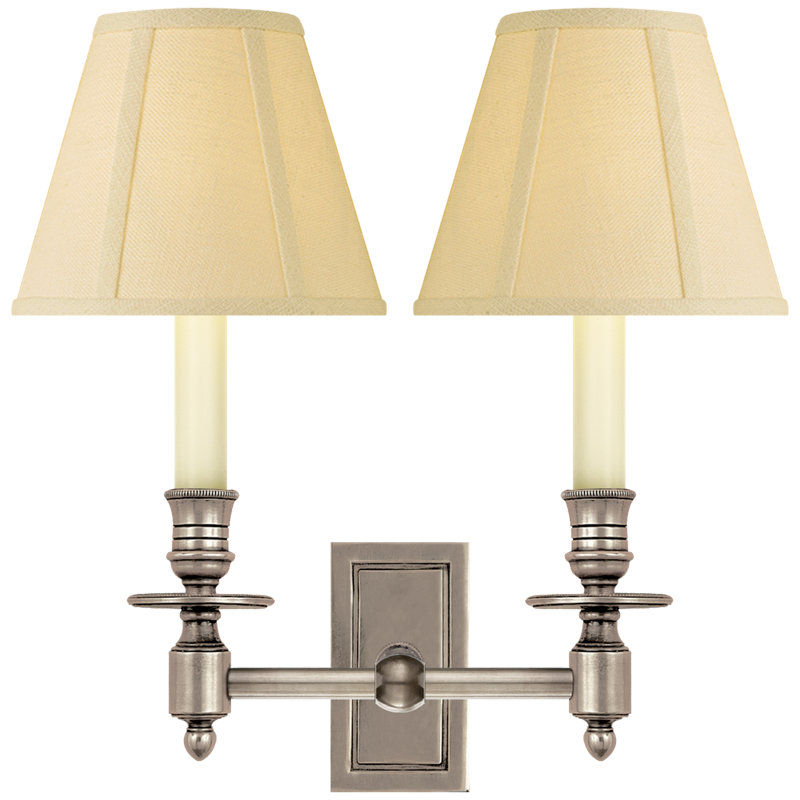 Library 2 - Light Armed Sconce, Linen, Antique Nickel
