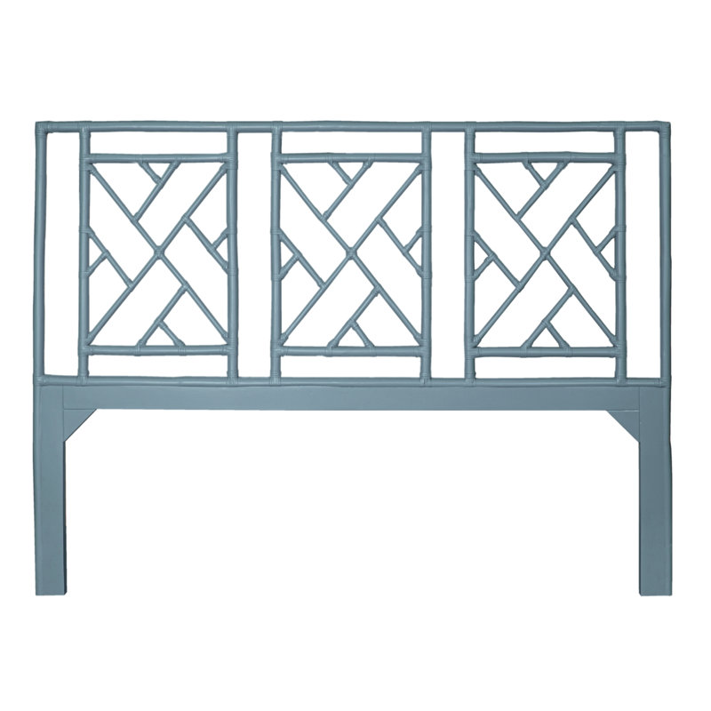 Cowden Geometric Rattan Headboard, King, Regatta Blue