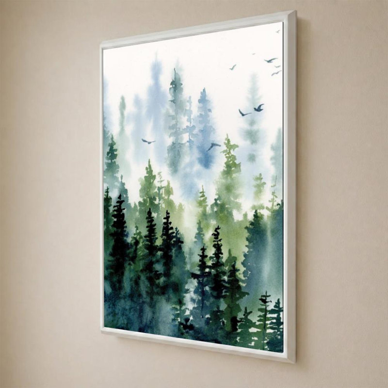 Treeline par Katrina Pete - Impression sur toile, H 36 po x l 24 po, Beveled Floating Frame, White