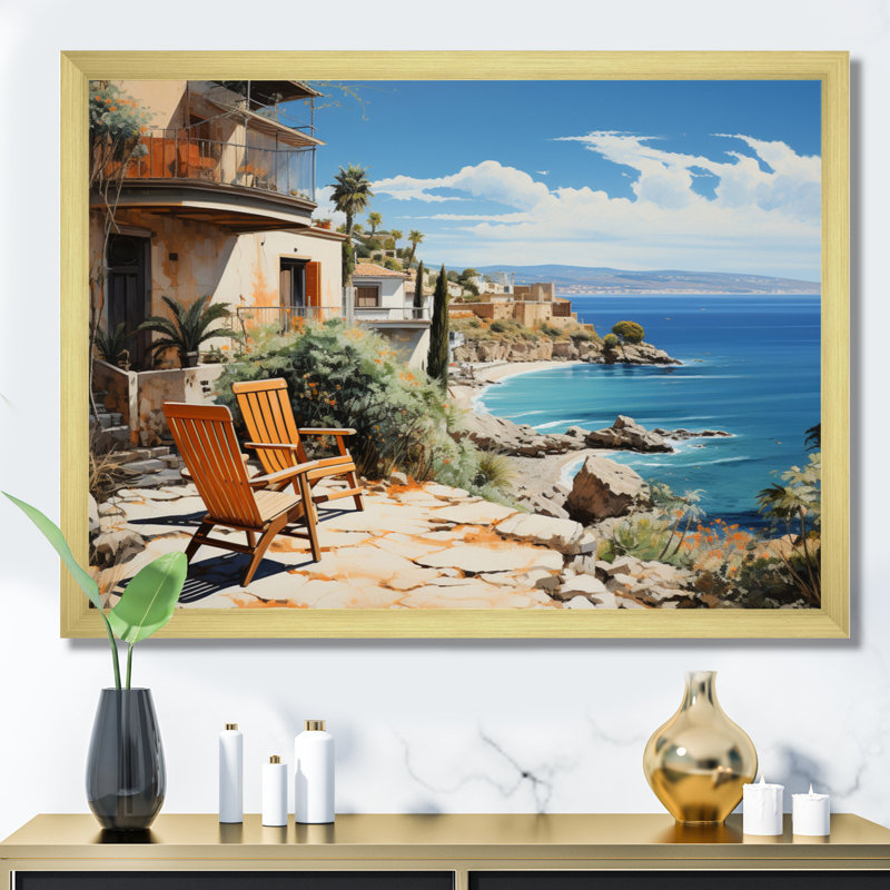 Spain Azure Coastline Village IV - Nautical & Beach Wall Art Prints, H 34 po x l 44 po x P 1,5 po