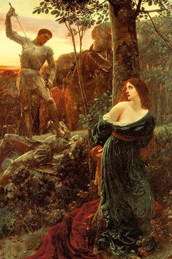 « chivalry » par frank dicksee-impression non encadrée, H 42 po x l 28 po x P 1,5 po
