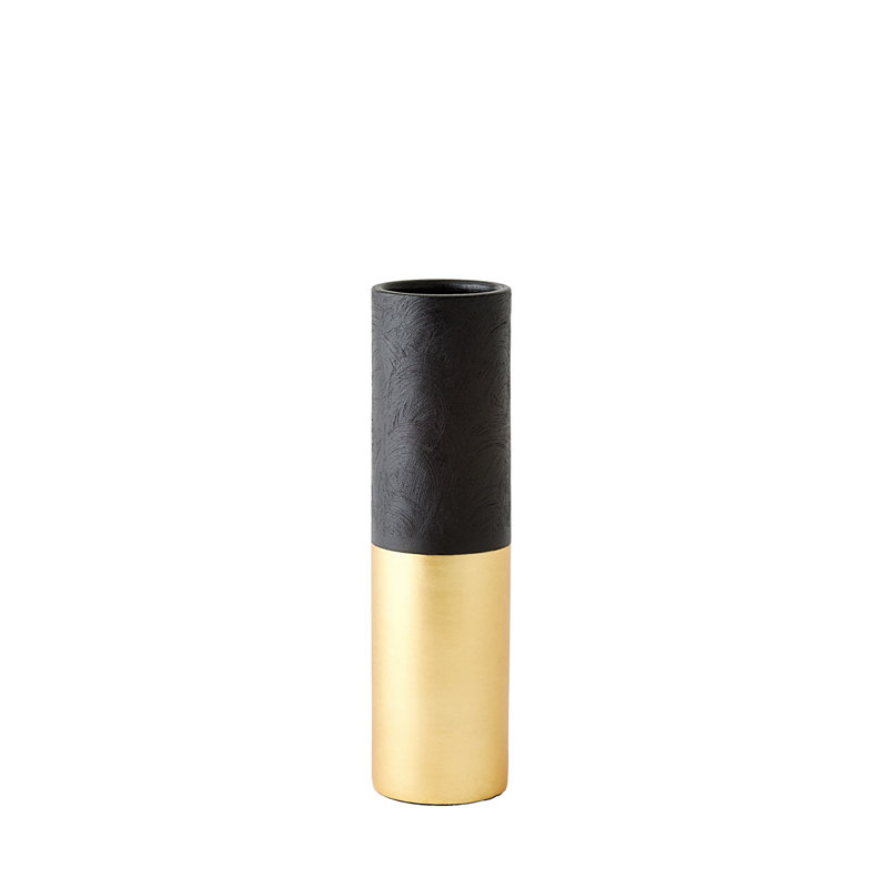 Vase Collins - noir mat / doré métallique - Lg, H 14 po x l 5 po x P 5 po