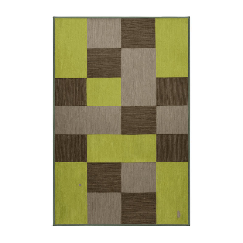 Machine Washable Checkered Green Area Rug, Rectangle 8' x 10'
