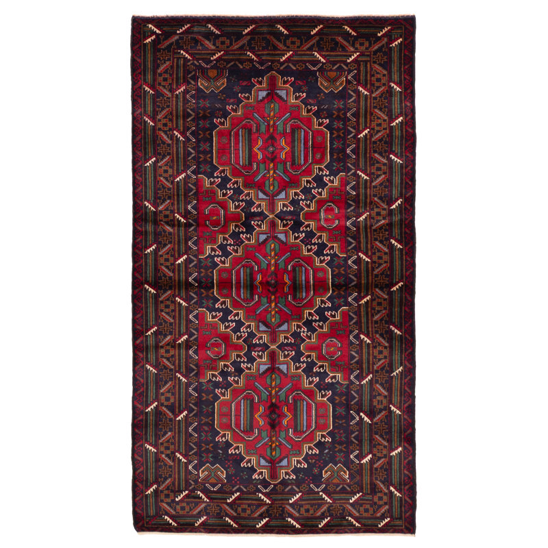 Tapis bleu marine Teimani 3 pi 9 po x 6 pi 10 po