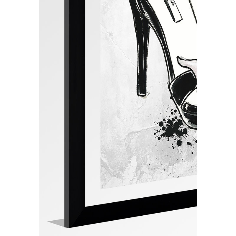 « fumer chaussure prada », impression grise, H 39,5 po x l 27,5 po x P 0,75 po, Acrylique avec cadre noir