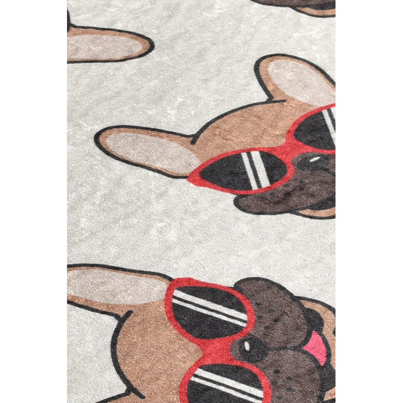 Tapis antibactérien antidérapant, 2,6 x 4,6 pi | 100% polyester, hauteur de poils de 0,16 po, épaisseur totale de 0,39 po | Lavable à la machine, feutre à l'envers | Parfait pour le salon, la chambre à coucher et les aires de jeux pour enfants