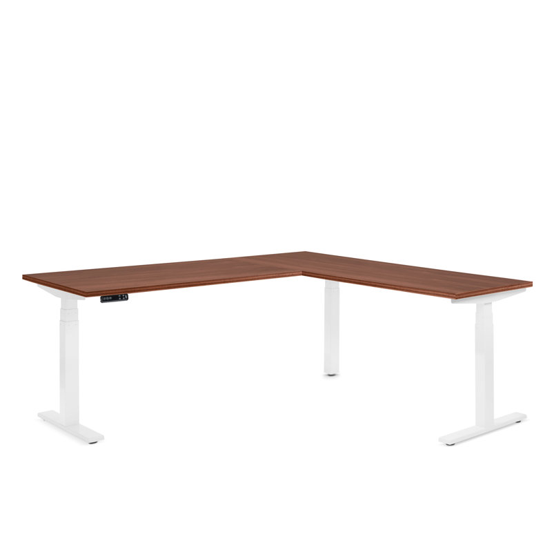 Bureau en coin Series L, LPL, H 50,5 po x l 77 po x P 72 po, Orienté à droite, Blanc/noyer
