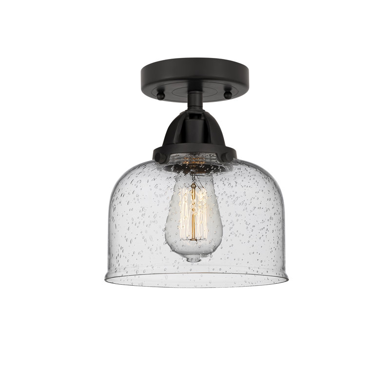 Plafonnier semi-encastré en verre, Noir mat, H 9,25 po x l 8 po x P 8 po, Grainé