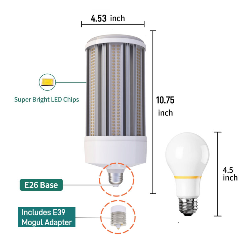 150 W (équivalent 1000 W) ampoule à maïs DEL, 20000 lumens E26 / E39 (standard) lumière du jour 5000 K