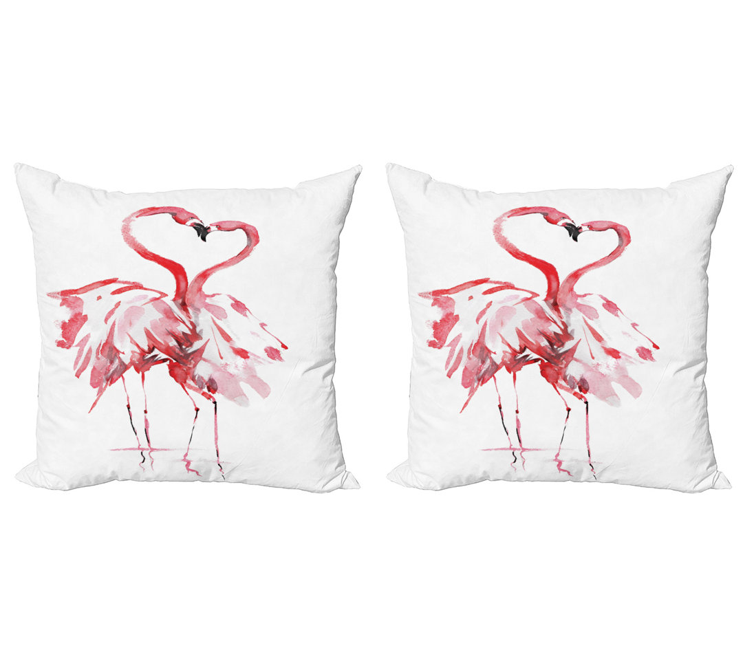 Dekokissen Kissenbezug, Lovers Kissing, Flamingo, Dunkler Coral Weiß