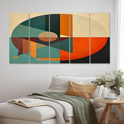 Odyssey Midcentury Retro Abstract Geometrics I - Modern Midcentury, reproduction d'art sur toile - 5 panneaux égaux