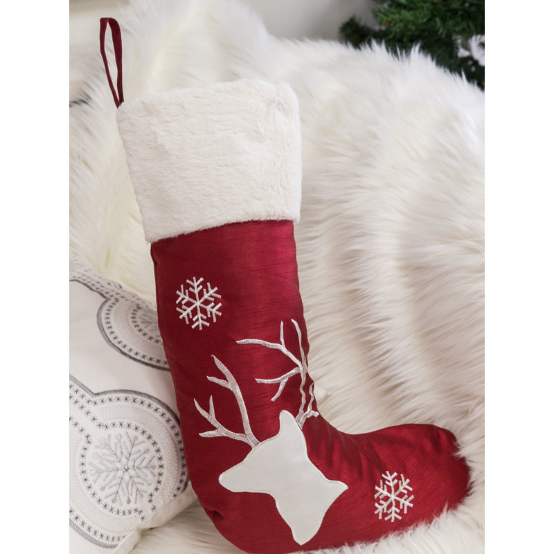 Chaussette de Noël Noël en velours brodé