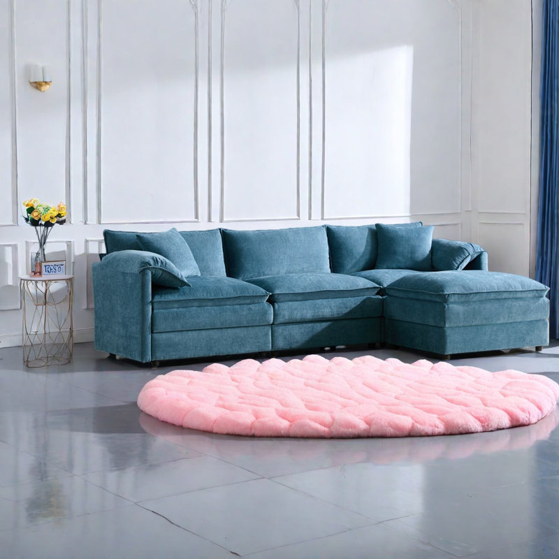 Canapé spacieux modulaire en L en chenille de 103 pouces pour la maison
