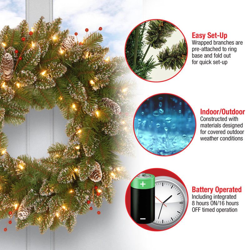 The Holiday Aisle® 24 in. Glittery Mountain Spruce with LED Lights