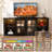 Rustic Farmhouse 58" Tv Stand For Tvs Up To 65", Solid Wood Entertainment Center With Glass Doors, Adjustable Storage, Built-In Charging Hub & Smart Led Lighting-1938734630