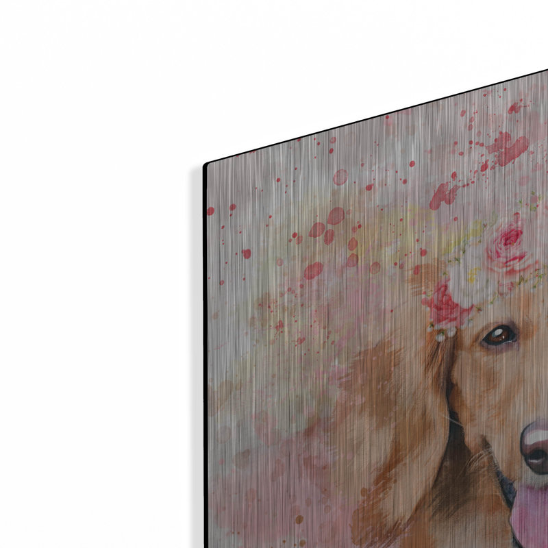 «Flower Crown Long Haired Dachshund» par Furbaby Affiliates, H 24 po x l 24 po