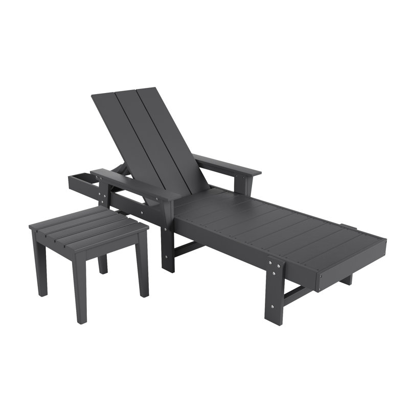 Ensemble de chaises longues inclinables 75,5 "avec table Joubert, gris