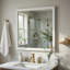 Miroir de commode Ameya, conception encadrée, grain de bois blanc imprimé, 36 x 39