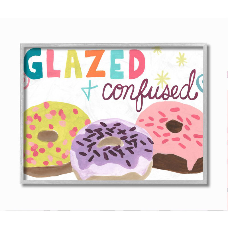 «Glazed and Confuse Fun Donut» par June Erica Vess - impression d'art graphique, H 11 po x l 14 po x 1,5 po
