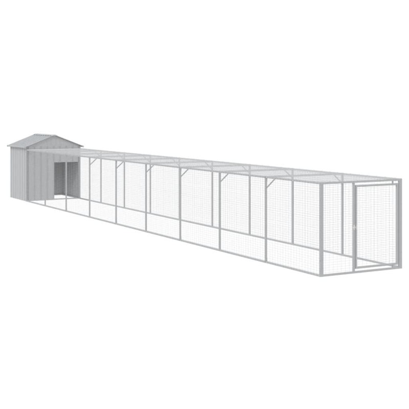 Drayten Chicken Coop with Chicken Run, Light Grey, 48.4'' H x 46.1'' W x 400.4'' D