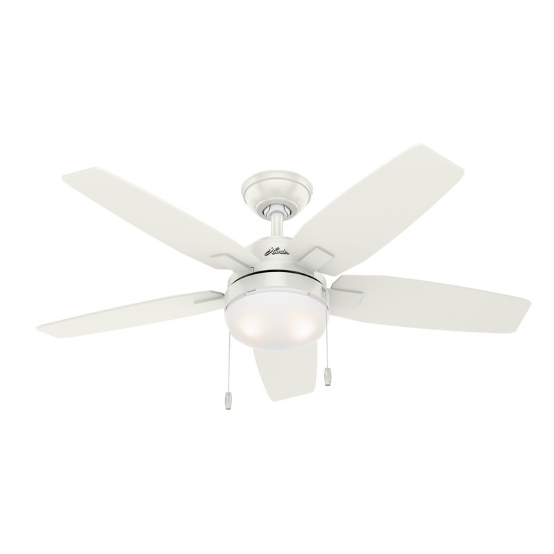117cm Ceiling Fan with Light Kit, Fresh White/Bleached Grey, Fresh White