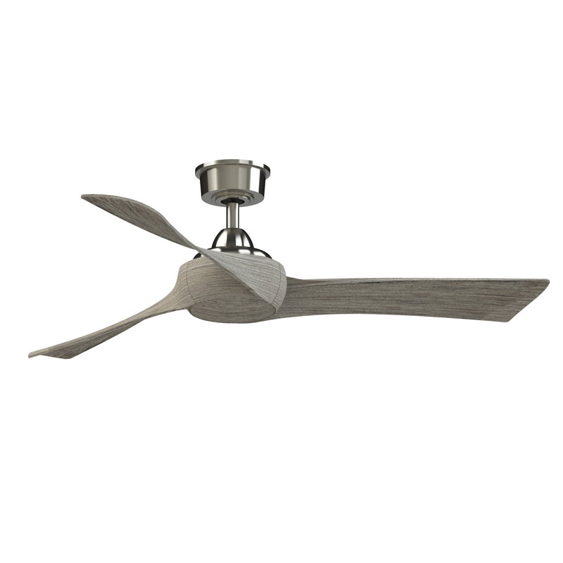 Wrap Custom 52 inch Indoor/Outdoor Ceiling Fan - Brushed Nickel with Weathered Wood blades