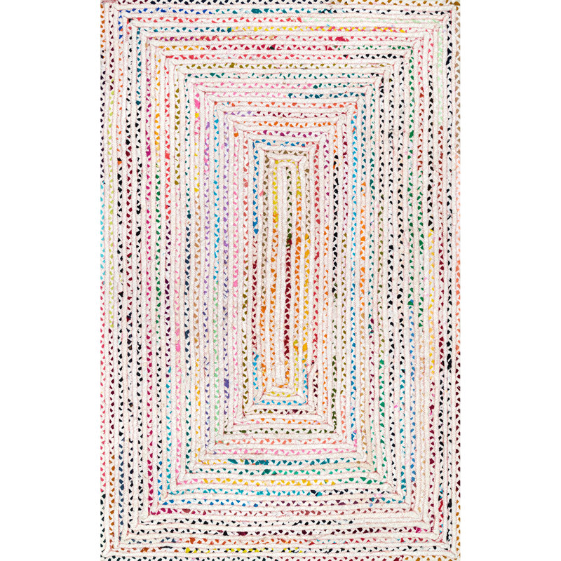 Tapis ivoire tressé à la main de style bohème Christie, Rectangle 7 pi 6 po x 9 pi 6 po