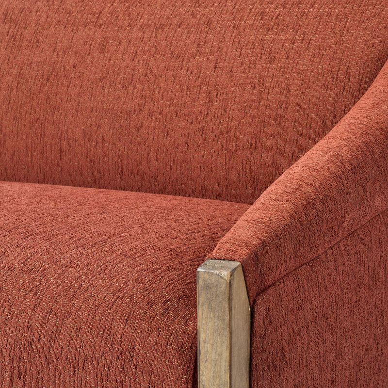 Kensyn Modern Sofa, 32" H x 50" W x 29" D, Burnt Red 100% Polyester