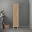 Armoire de buanderie autoportante en chêne naturel avec tablettes fixes, 70,9 pouces de hauteur, 15,7 de largeur, convient à la salle de bain, étagères de rangement minces de style moderne et espaces utilitaires compacts, profondeur 12,2 po, idéale-301626496