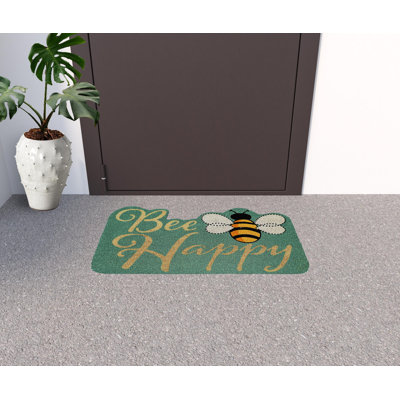 Paillasson 18 po x 30 po beige et vert Coir Bees