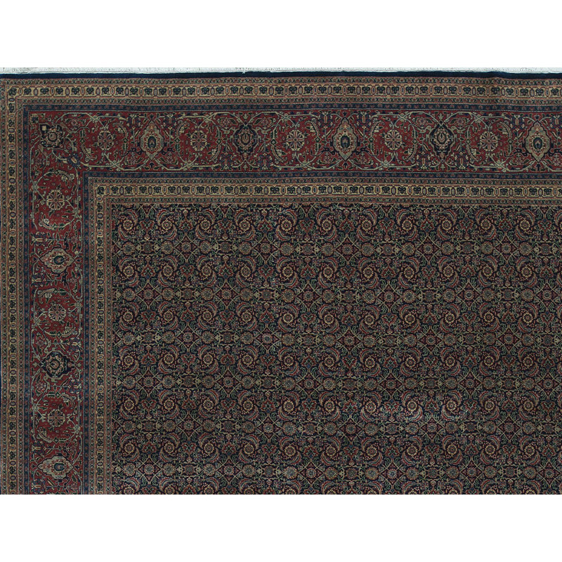 Hand-Knotted High-Quality Navy and Rust Area Rug