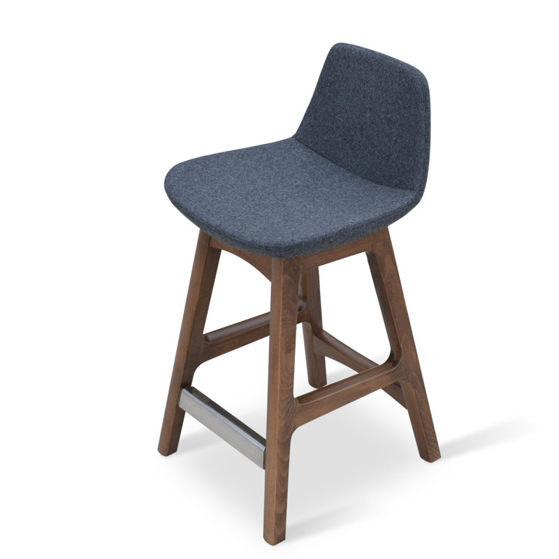 Tabouret de bar et de comptoir en bois Pera, Bois de hêtre ; noyer, Gris foncé