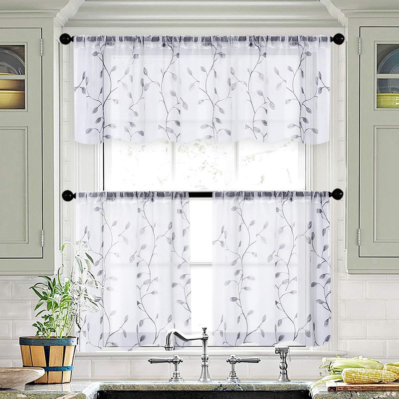 Bohm Window Valance, Gray Leaves