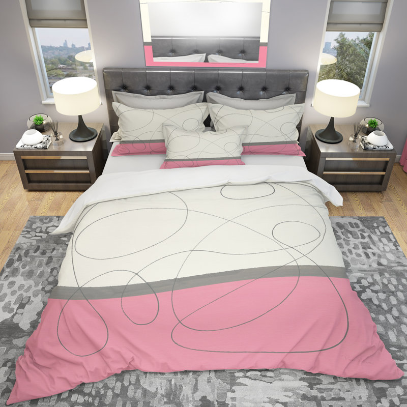 Polyester Abstract Duvet Cover Set, Full/Queen Duvet Cover + 2 Shams