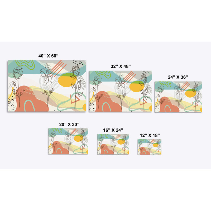Boho Spring Bloom 199 - Impression sur toile tendue, H 12 po x l 18 po x P 1,5 po